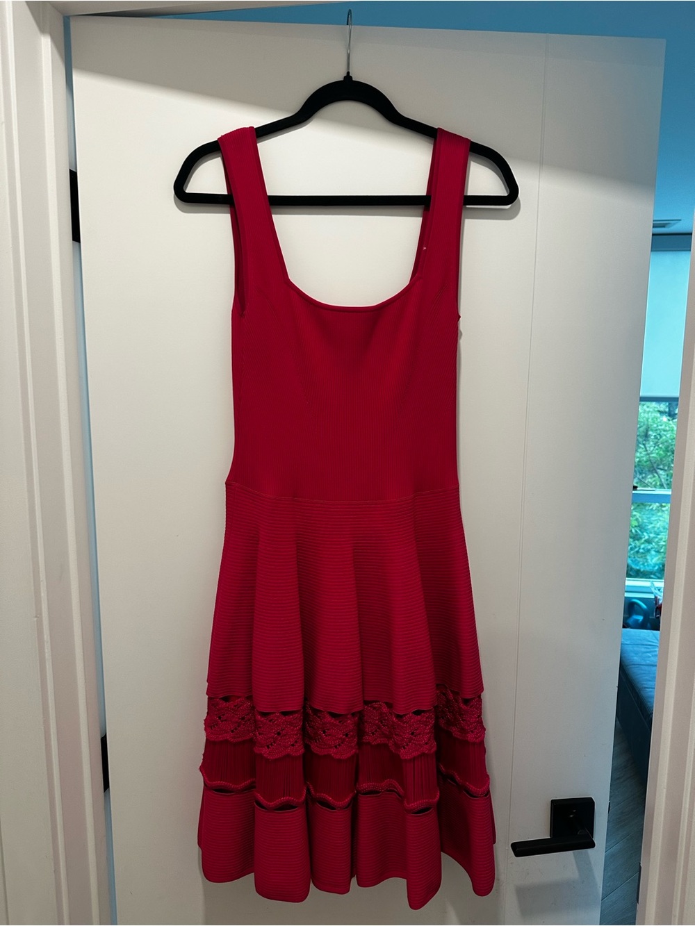 Alexander McQueen Red Sleeveless Scoop-Neck Fit-and-Flare Dress